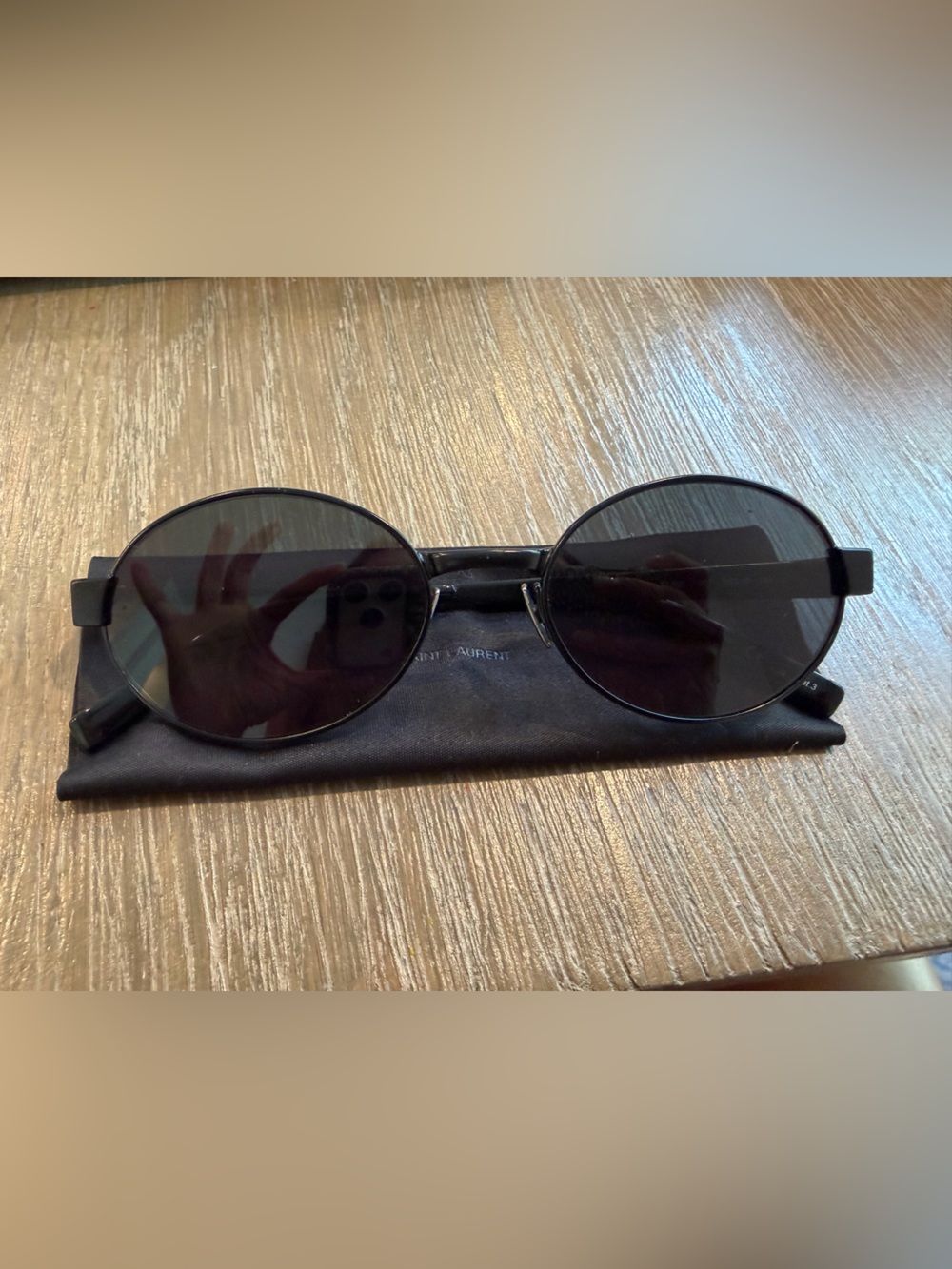 Saint Laurent Black Round Women's Sunglasses - Picture 4 of 5